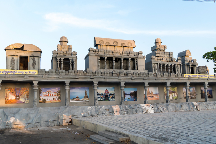 Replica of five rathas of Mahabalipuram. 